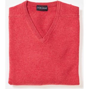 Osborne Knitwear Trui met V hals - Sweater heren in Lamswol - Pullover Heren - Rouge - 3XL