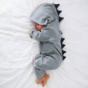 BoefieBoef Baby Boxpakje Dinosaurus - Baby Onesie Jumpsuit Grijs - Kruippak - Dierenpak - Pyjama - 6-18 maanden - Romperer, Boxpakje, Kruippak, Dierenpak, Pyjama – Baby's 6-18 maanden - jongens en meisjes - 100% Katoen - Drukknopen – Grijs