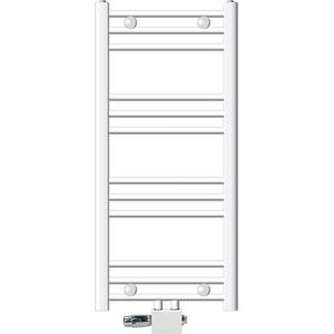 Badkamer verwarmingselement middenaansluiting 400x800 mm wit recht met LuxeBath universele aansluitset