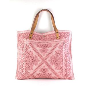 Ibiza Shopper / Handtas met leren handvat - Roze