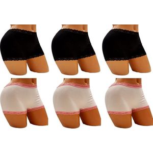 lage dames boxers met kant - hipster model - 6pack maat s/m
