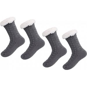 Huissokken - 2 Paar - Huissokken Dames - Anti Slip Sokken - Fleece Sokken - Dikke Sokken - One Size - 35-40 - Dikke - Bedsokken - Fluffy Sokken - Verwarmde sokken - Gevoerde Sokken - Winter Sokken - Cadeautip - Kerst