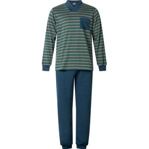 Gentlemen heren pyjama licht geruwd - maat XXL - V-hals - Streep groen