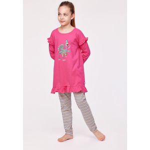 Woody pyjama meisjes/dames - fuchsia - kalkoen - 232-10-TUL-S/388 - maat 176