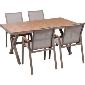 TIANO - Tuinset 4-zits - Taupe - Aluminium