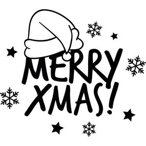 Herbruikbare kerst raamsticker - Merry Xmas! - 26x26 cm - zwart - kerstversiering - kerstdecoratie voor binnen - sticker - stickers