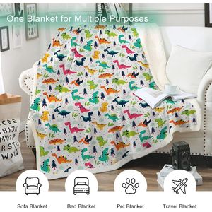 Knuffeldeken flanel microvezel 130 x 150 cm cartoon dinosaurus bedrukt deken fleece deken zachte deken sprei dikke bankdeken dubbelzijdige deken voor kinderen jongens