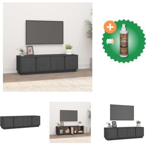 vidaXL Tv-meubel 140x40x40 cm massief grenenhout grijs - Kast - Inclusief Houtreiniger en verfrisser