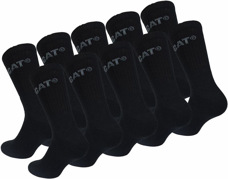 Caterpillar - Performance Socks - Zwart - 10 Paar Herensokken - Versterkte Teen en Hiel
