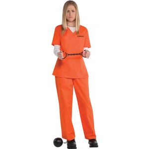 UNISEX ORANJE VEROORDEELDE GEVANGENE KOSTUUM VOOR VOLWASSENEN. VEROORDEELDE, GEVANGENE, DIENDERS EN ROVERS KOSTUUM. ORANJE BOVENKLEDING EN BROEK. MAAT: GROOT