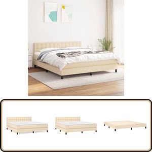vidaXL Boxspring 180x200 cm met crèmekleurig matras Boxspring Bed - Creme Kleur - Tweepersoons Bed - Pocketveer Matras - Boxspring Frame