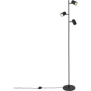 QAZQA jeana - Moderne Vloerlamp | Staande Lamp - 3 lichts - H 1500 mm - Zwart - Woonkamer | Slaapkamer | Keuken