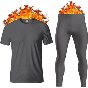Thermo Ondergoed voor Heren - Korte Mouwen T-shirt en Lange Onderbroek - Ultrag warme en Zachte Basislaag - Maat S-XXL