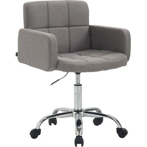 Luxe Werkkruk Amis - Grijs - Op wielen - Bureaustoel - Met rugleuning - In hoogte verstelbaar 41-55cm - Stof