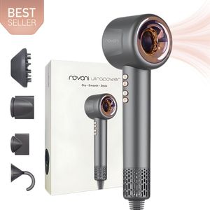 Novani Ultrapower Haardroger - Föhn met Diffuser - Krullen - Krachtige Ionische Haardroger - Supersonische Föhn Met 4 Magnetische Opzetstukken - Grijs - Valentijn Cadeau voor haar