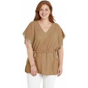 Lang glanzend gouden t-shirt met vleermuismouwen