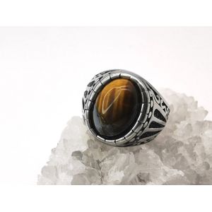 RVS ovale edelsteen ring met Tijgeroog edelsteen maat 21. Geweldig cadeau te geven of zelf dragen.