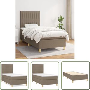 vidaXL Boxspring - Met Matras - Taupe - 80x200 cm Boxspringbed - Pocketveer Matras - Middenhard - Taupe Kleur - Slaapkamer Meubels