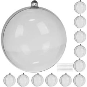 Ruhhy Set van 12 Transparante Acryl Kerstballen - Ideaal voor DIY Decoratie