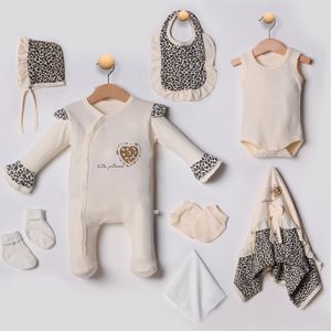 Little princess - Leopard - 8-delige Newborn Kledingset meisjes - Babyshower - Kraamcadeau