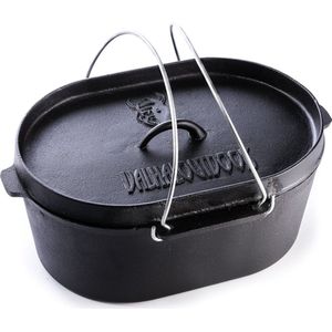 Valhal Outdoor Dutch oven 9L - Ovaal - gietijzer - met grill deksel - VH9L OUD MODEL
