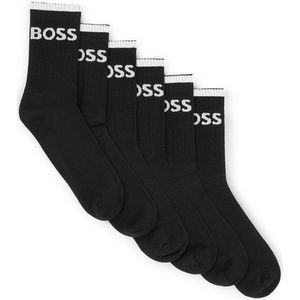 Hugo Boss BOSS 6P halfhoge sokken rib logo zwart - 43-46