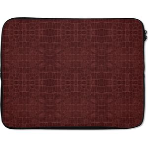 Laptophoes 15.6 inch - Inductie beschermer - Leer - Rood - Dierenhuid - Laptop sleeve - Binnenmaat 39,5x29,5 cm - Zwarte achterkant