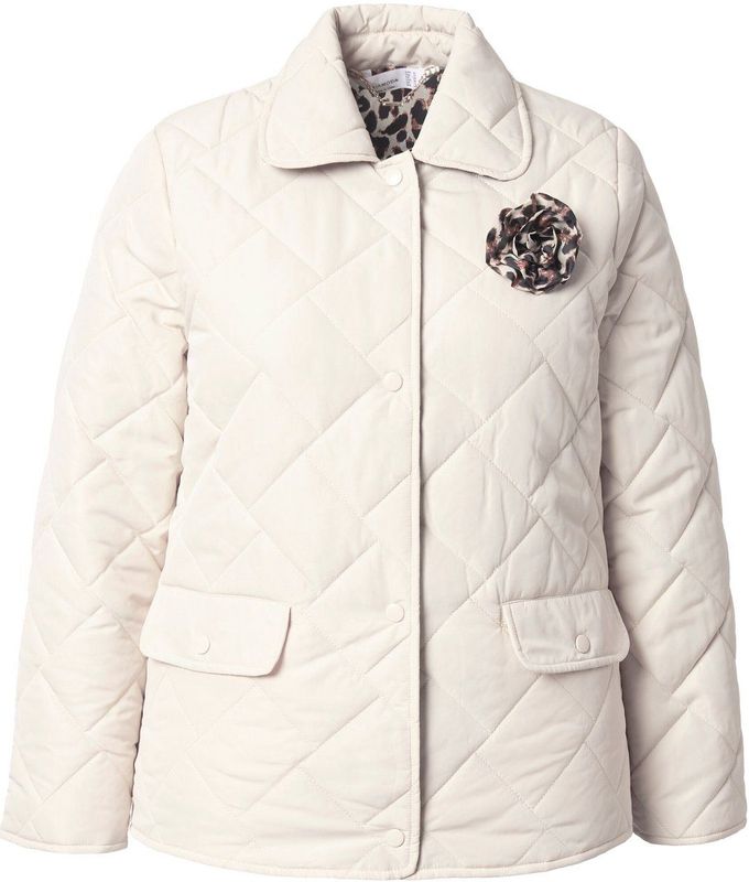 MIAMODA - Dames - Omkeerbare gewatteerde jas Classic Fit drukknopen lange mouwen - Zacht amber - Maat 42