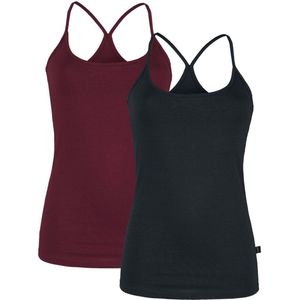 R.E.D. Rock-Engineered Design Zwarte en rode topjes in een dubbele verpakking - Dames - S