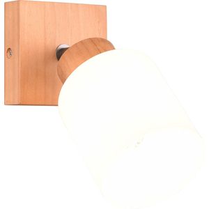 Reality - LED Wandspot - Wandverlichting - E14 Fitting - Vierkant - Bruin - Hout