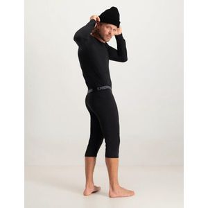 Poederbaas Thermoset Lightweight - Heren Thermokleding - Thermoshirt + Thermolegging 3/4 lengte - Zwart - Maat L