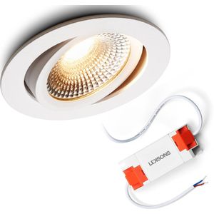 Ledisons LED Inbouwspot - Vivaro 3W Spot - Dimbaar Spotje - Extra Warm Wit - IP54 - Geschikt als Badkamer Lamp - Plafondlamp Wit - Ø75 mm