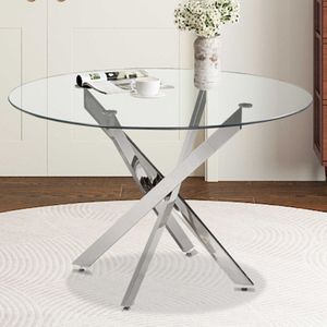 Tafel 'Lasi' 120 cm Rond Glas, Poten Chroom