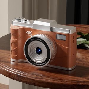 Digitale camera - Autofocus 4K Vlogging-camera met SD-kaart, 64MP draagbare compacte point-and-shoot digitale camera voor tieners en volwassenen met 16x zoom, anti-shake, 2 batterijen (oranje)