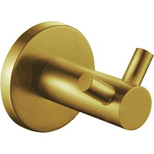 Handdoekhaak - Muurhaak - Lonis Rimbo - Dubbel - Rond - PVD - Geborsteld Goud