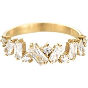 Dottilove Crush Diamant ring van roestvrij staal - 14K Goud Verguld - Dames Sieraden - Goud