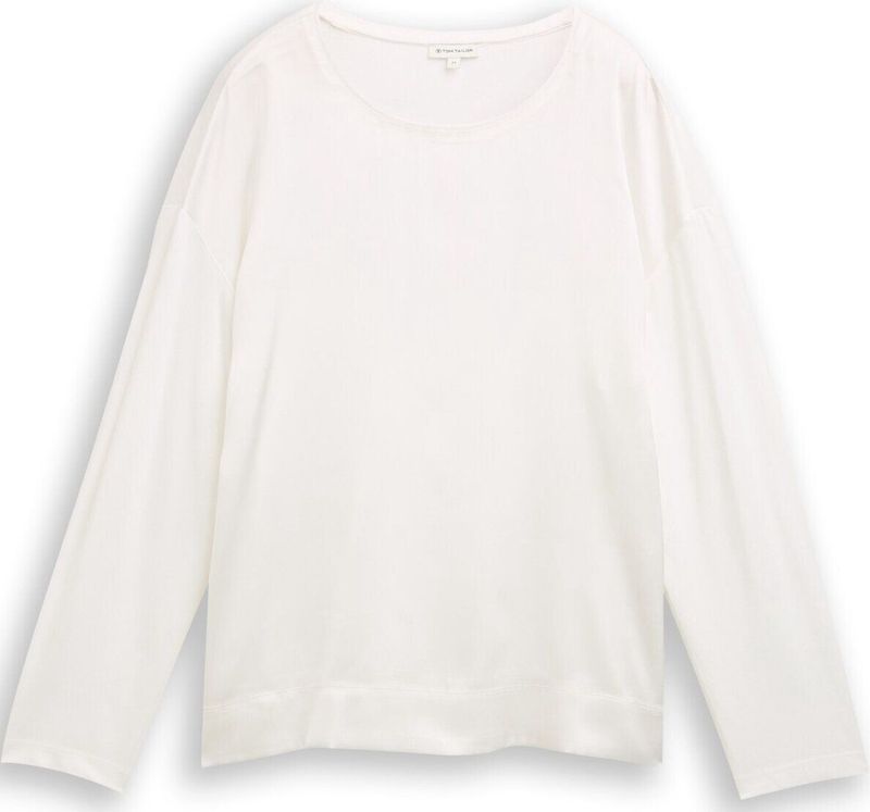 TOM TAILOR - T-shirt - Wit - Lange Mouw - Losse Pasvorm