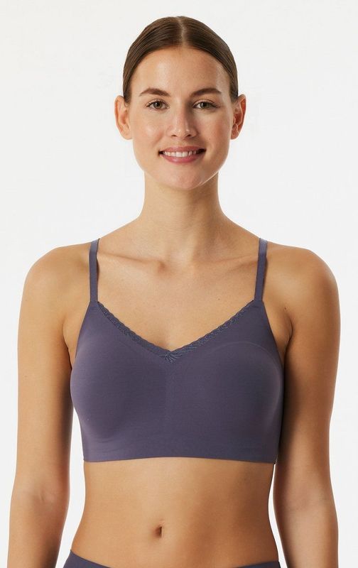 Schiesser - Bustier Invisible Soft Lace - Indigo - Verwijderbare Cups - Zonder Beugels