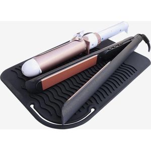 Without Lemons ZWART HITTE MAT voor krul en stijltang  |Hittebestendige mat |Siliconen mat | Mat voor krultang/stijltang/föhn | Anti-slip |Kappers benodigdheden | Oprolbare mat | Musthave | Cadeau | Vrouwen |Beauty | Make-up