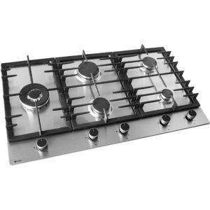 Wiggo WH-G935RR(X) - Inbouw gaskookplaat met Wok - 90cm - Inox