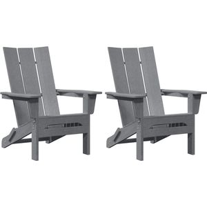 vidaXL - Opvouwbare - Adirondack - Stoelen - 2 - stuks - Lichtgrijs - 74,5x80,5x90 - cm - HDPE