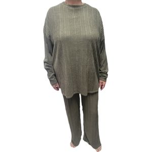 Dames - Huispakken - Loungepak - Set 2 delig - Comfy Set - Grote maten - Kleur - Groen - Maat One Size 42 t/m 60