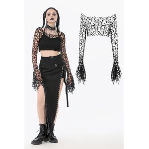 Dark in Love - Punk Distressed Crop top - S - Zwart