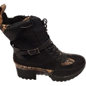 LUCKYSHOES-BIKERBOOTS-SUEDELOOK/SNAKE-PLATEAUZOOL 4 CM-39