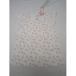 noukie's , meisje, t-shirt met kapmouw , wit met rose sterren , 12 maand 80