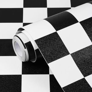 Zwart-wit zelfklevend contactpapier mozaïek behang 45 cm x 760 cm voor keuken en badkamer