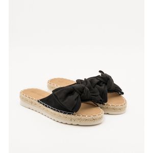 Dames Slippers - Zwart - Suedine - Maat 39 -