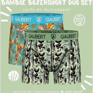 Gaubert Bamboe Boxershorts | 2 Stuks | XL | Bloemen Donker Blauw