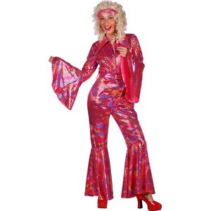 Catsuit Disco - Dames - Disco 80/90 - Hippie - Carnaval - Verkleedkleding - Roze - Maat S