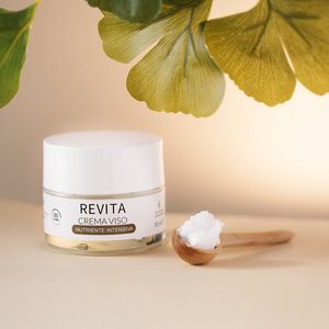 NIEUW! Esprit Equo Revita Crema Viso Puur natuurlijke, fijne, intensieve, hydraterende en voedende gezichtscrème voor dag en nacht voor de rijpere huid. (glazen pot 50ml. met spatel)